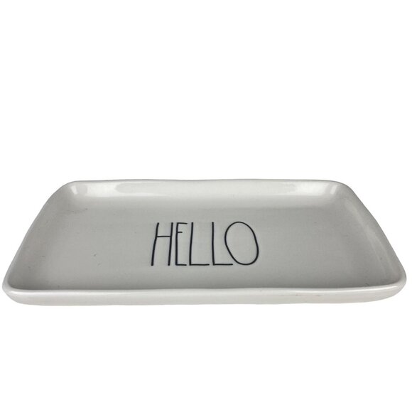 Rae Dunn Artisan Collection "Hello" Ceramic Rectangular Tray 10" X 5" White - Picture 2 of 8